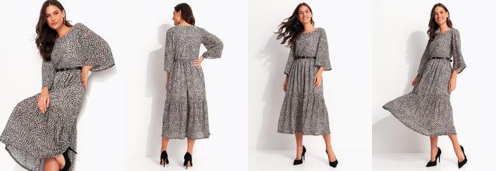 Vestido Pincelado Abstrato em Malha Plissada