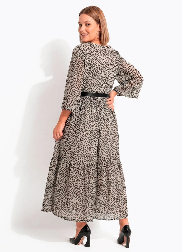 Quintess - Vestido Pincelado Abstrato em Malha Plissada 9