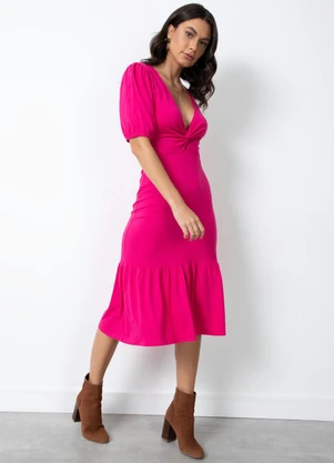 Quintess - Vestido Pink com Detalhe em Torção - QUINTESS