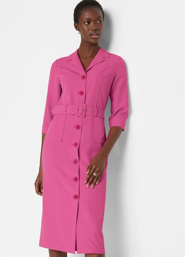 bonprix - Vestido Pink em Crepe Plano