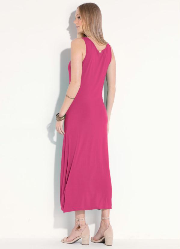 Quintess - Vestido Pink Midi sem Mangas com Botões 2