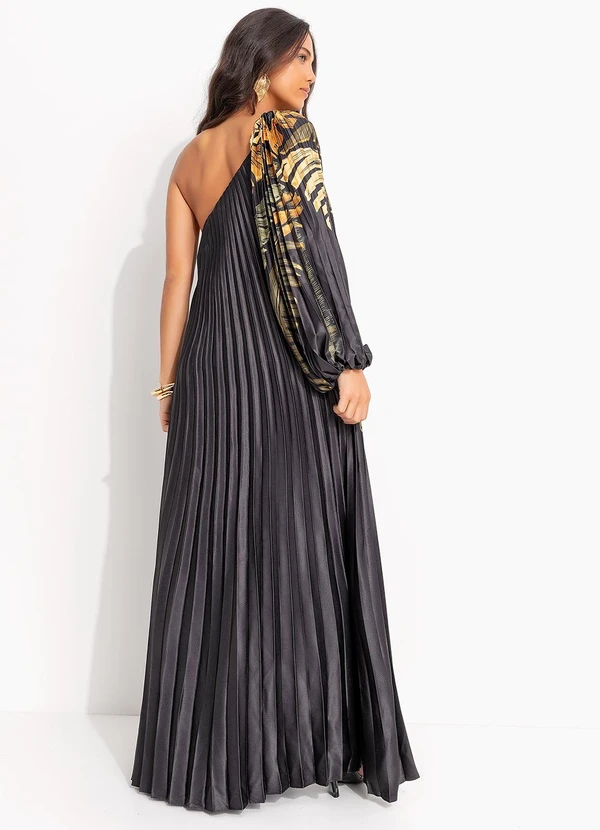 Farm - Vestido Plissado Itacaré Preto 2