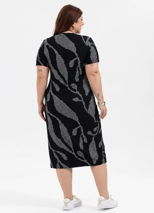Habana - Vestido Plus Size Canelado Preto - HABANA