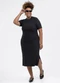 Habana - Vestido Plus Size em Canelado Preto - variação: Preto
