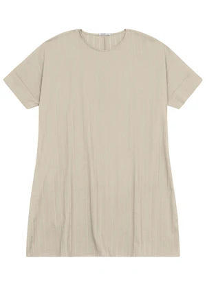 Secret Glam - Vestido Plus Size em Visco Listras Bege - SECRET GLAM