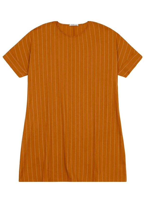 Secret Glam - Vestido Plus Size em Visco Listras Marrom 2