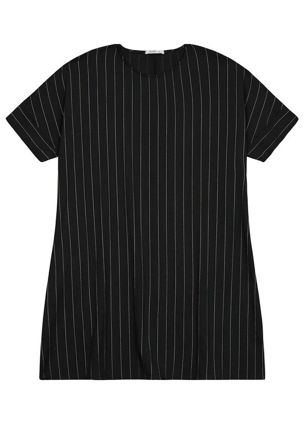 Secret Glam - Vestido Plus Size em Visco Listras Preto
