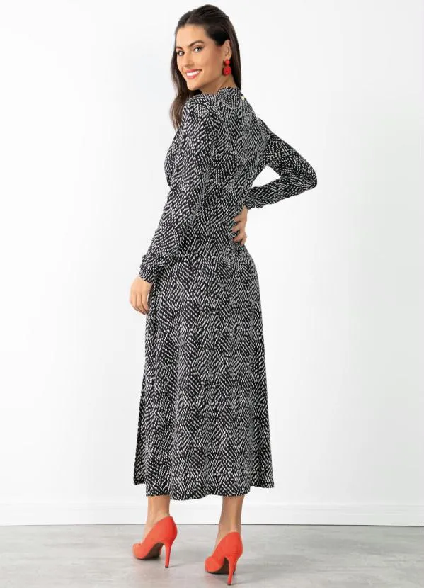 Quintess - Vestido Poá Abstrato Decote Choker 2