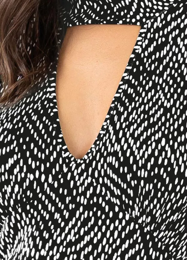 Quintess - Vestido Poá Abstrato Decote Choker