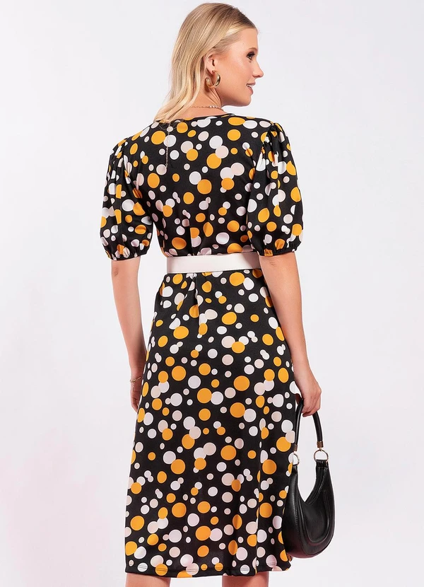 Moda Pop - Vestido Poá Amarelo em Malha 2