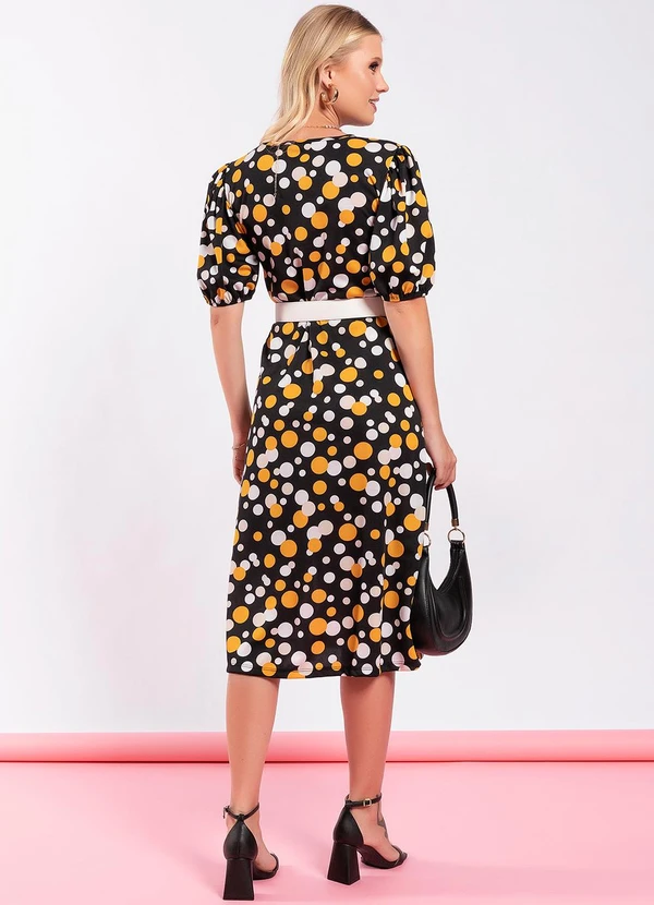 Moda Pop - Vestido Poá Amarelo em Malha 4