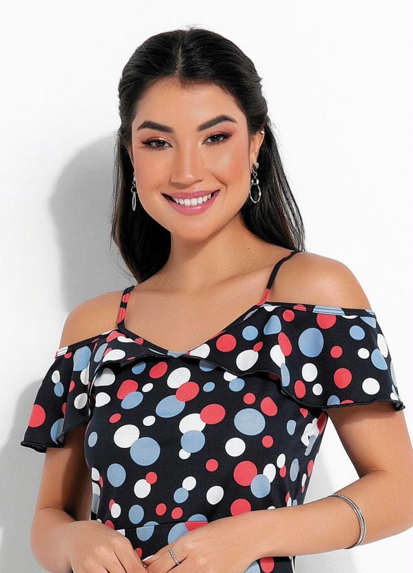 Rosalie - Vestido Poá Azul de Alças 3