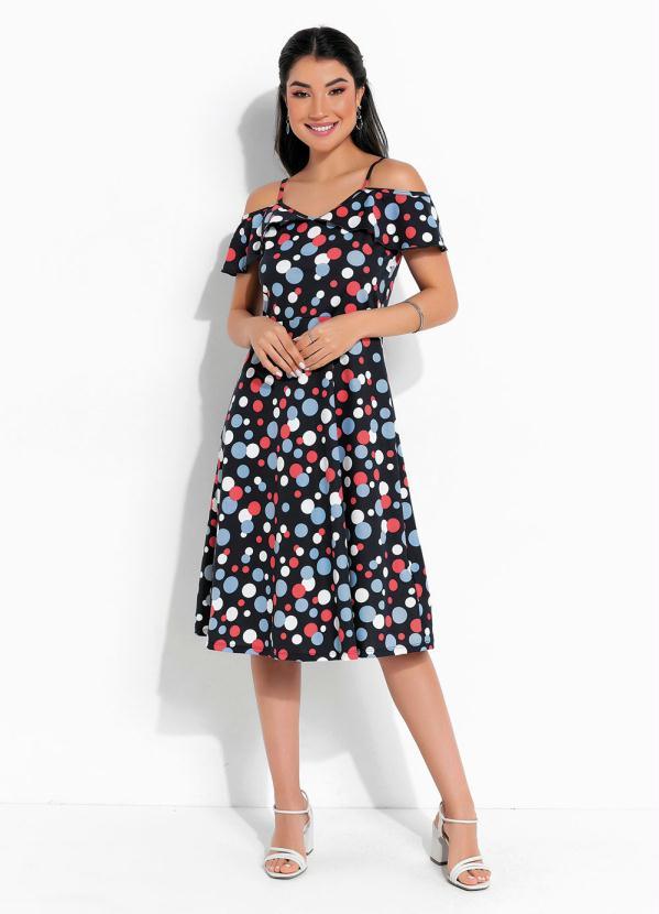 Rosalie - Vestido Poá Azul de Alças 4