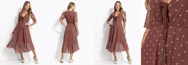 Vestido Po� com Amarra��o no Decote