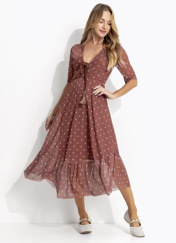 Vestido (Po�) com Amarra��o no Decote