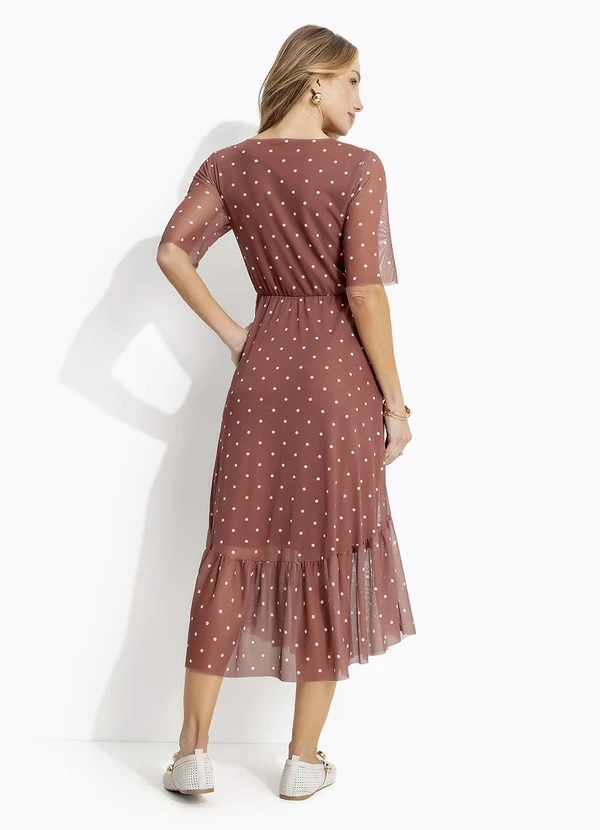 Quintess - Vestido Poá com Amarração no Decote 2