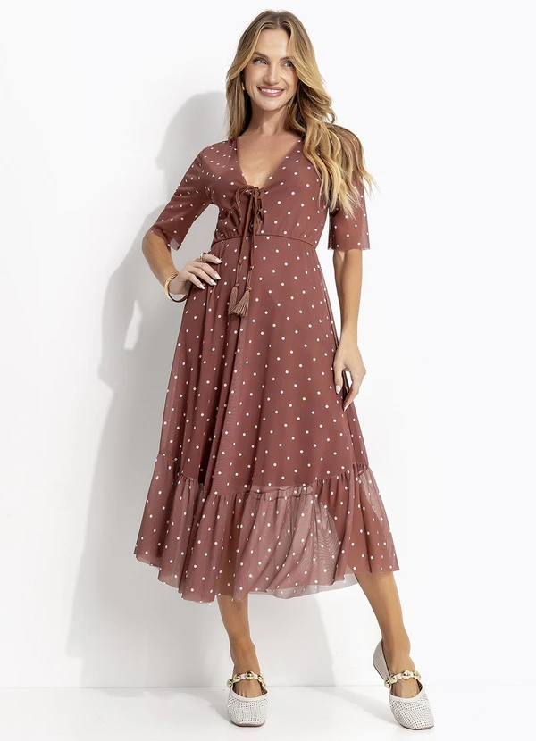 Quintess - Vestido Poá com Amarração no Decote 3