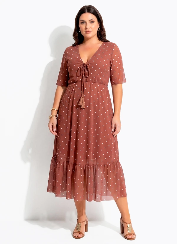 Quintess - Vestido Poá com Amarração no Decote 6