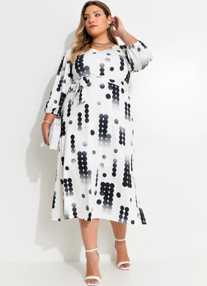 Quintess - Vestido Poá Desconstruído em Malha Fria - QUINTESS