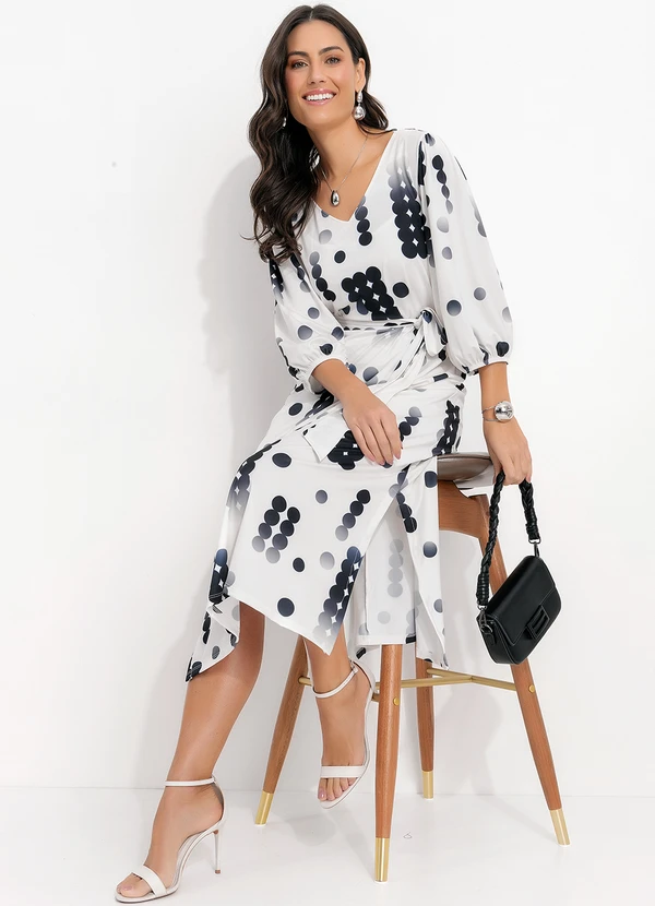 Quintess - Vestido Poá Desconstruído em Malha Fria 3