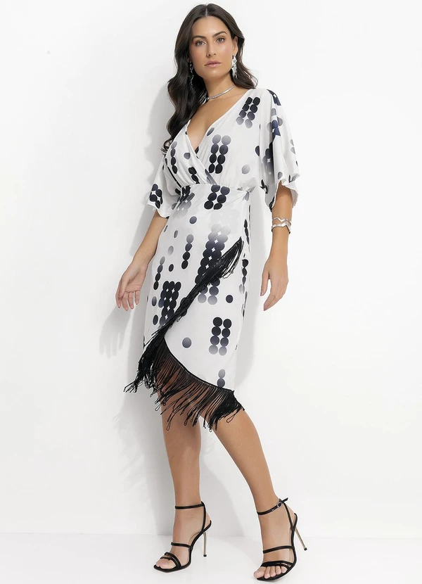 Quintess - Vestido Poá Desconstruído em Malha Fria