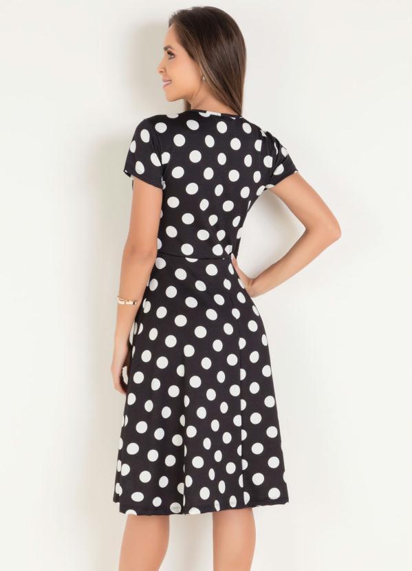 Outlet - Vestido Poá Evasê Moda Evangélica 2