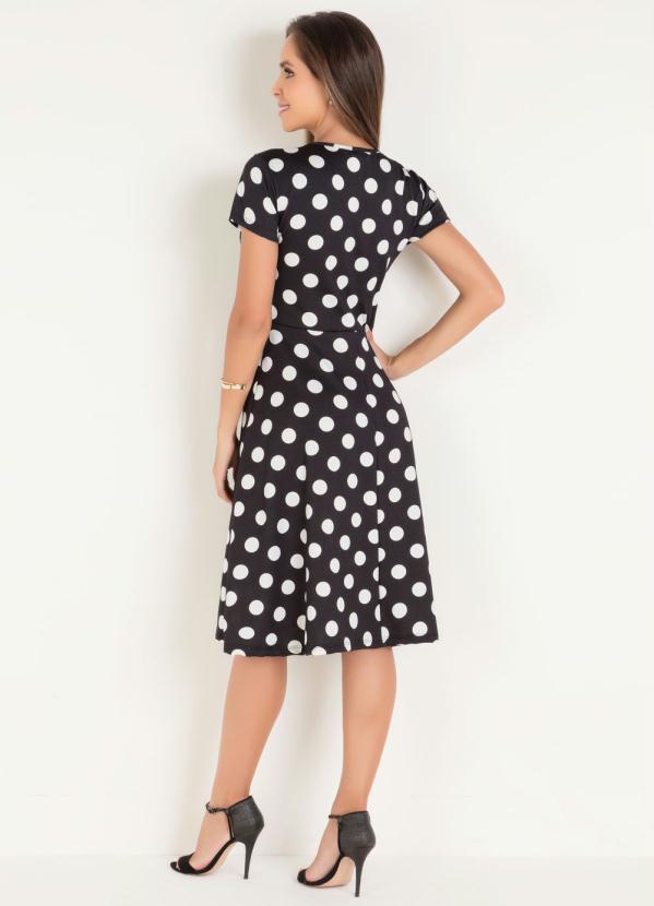 Outlet - Vestido Poá Evasê Moda Evangélica 4