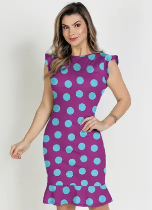 Rosalie - Vestido Poá Fúcsia com Babado - ROSALIE