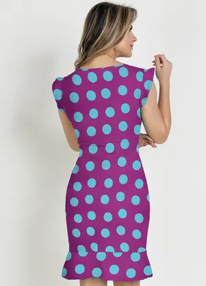 Rosalie - Vestido Poá Fúcsia com Babado - ROSALIE