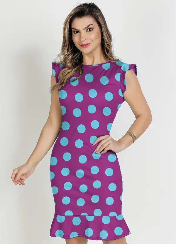 Rosalie - Vestido Poá Fúcsia com Babado