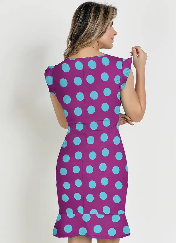 Rosalie - Vestido Poá Fúcsia com Babado 2