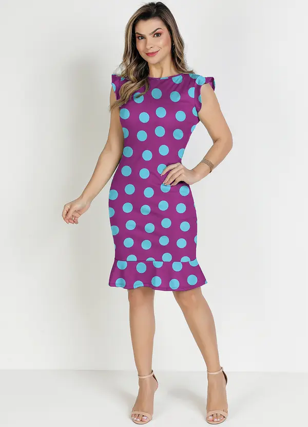 Rosalie - Vestido Poá Fúcsia com Babado 3