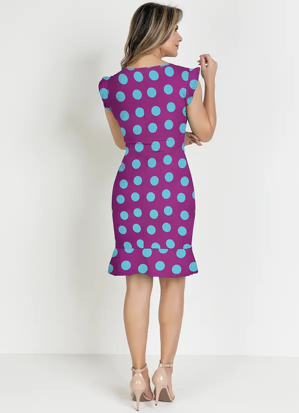 Rosalie - Vestido Poá Fúcsia com Babado 4