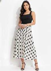 Vestido Po� Grande Off White em Viscose Plana