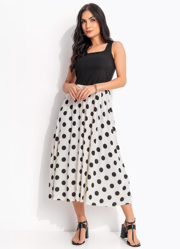 Vestido (Po Grande Off White) em Viscose Plana