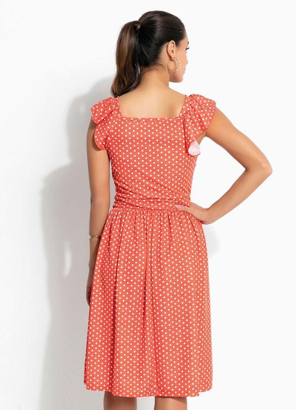 Outlet - Vestido Poá Laranja com Alça Moda Evangélica 2