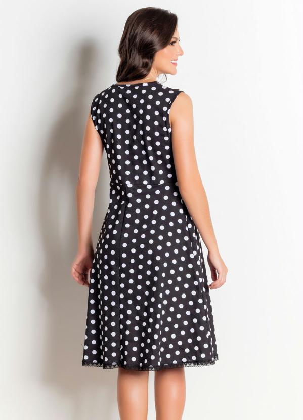 Outlet - Vestido Poá Moda Evangélica com Renda na Barra 2