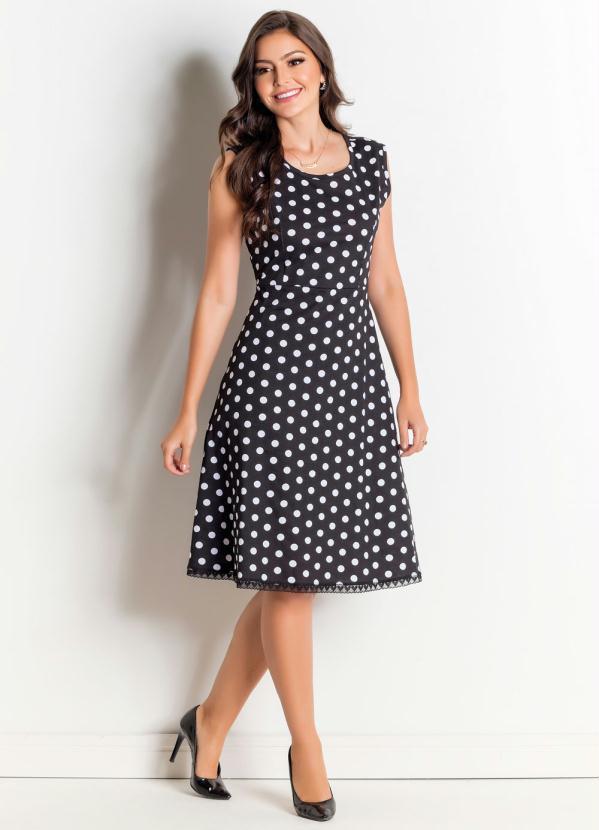 Outlet - Vestido Poá Moda Evangélica com Renda na Barra 4