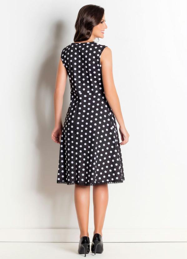 Outlet - Vestido Poá Moda Evangélica com Renda na Barra 5