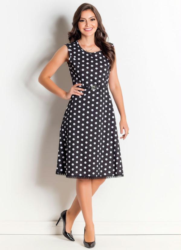 Outlet - Vestido Poá Moda Evangélica com Renda na Barra 6