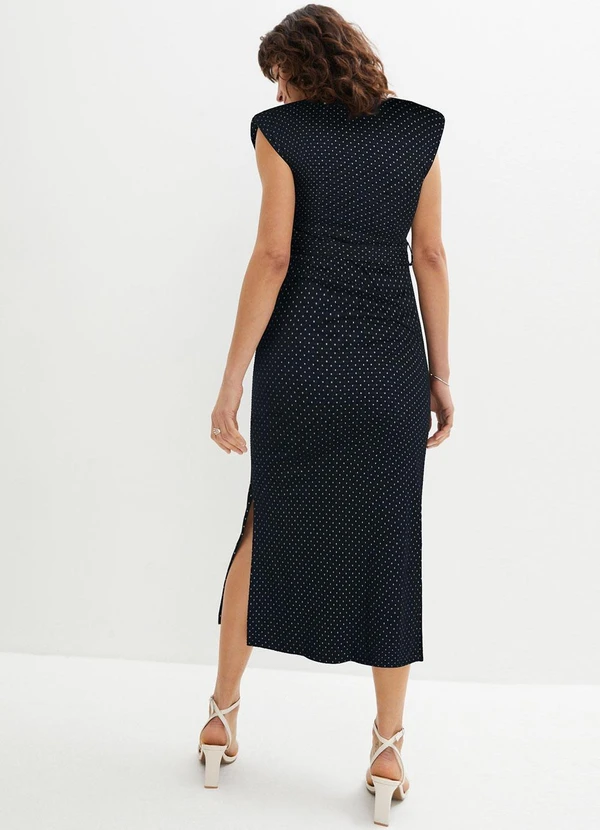 bonprix - Vestido Poá Preto em Malha Dupla Face 2