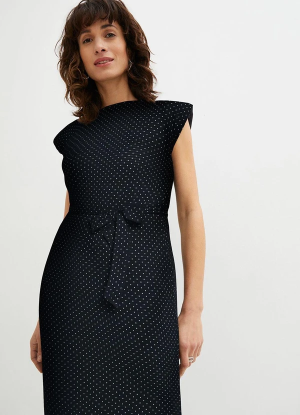 bonprix - Vestido Poá Preto em Malha Dupla Face 4