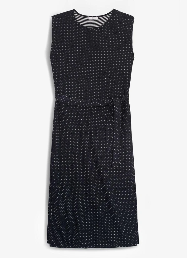 bonprix - Vestido Poá Preto em Malha Dupla Face 6