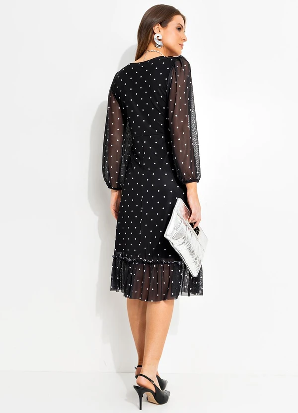 Quintess - Vestido Poá Preto em Tule 2