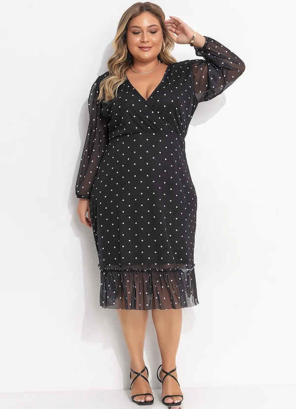 Quintess - Vestido Poá Preto em Tule 5