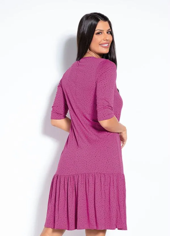 Rovitex - Vestido Poá Rosa com Babado Rovitex 2