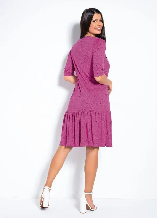 Rovitex - Vestido Poá Rosa com Babado Rovitex 4