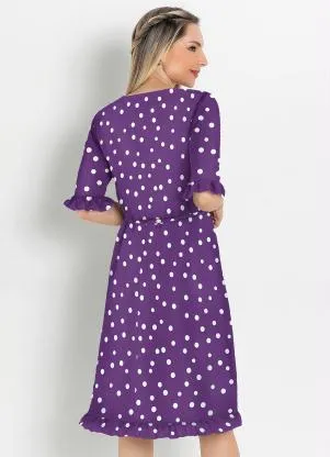 Rosalie - Vestido Poá Roxo - ROSALIE