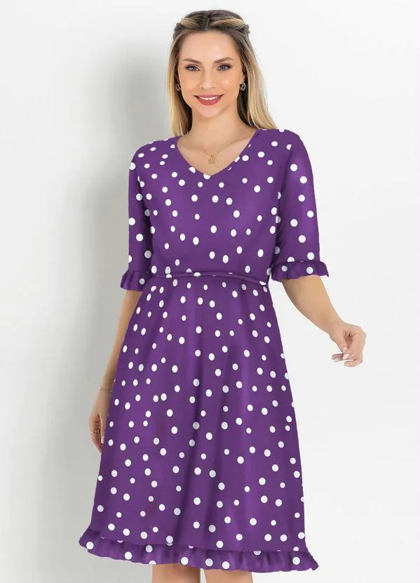 Rosalie - Vestido Poá Roxo