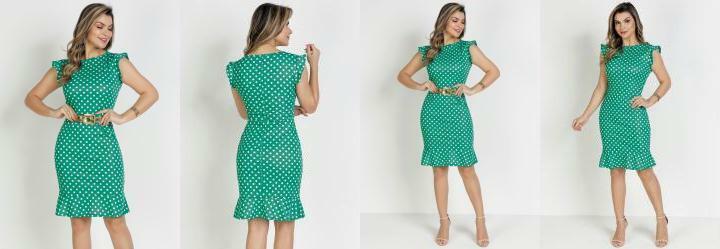 Vestido Po Verde com Babado